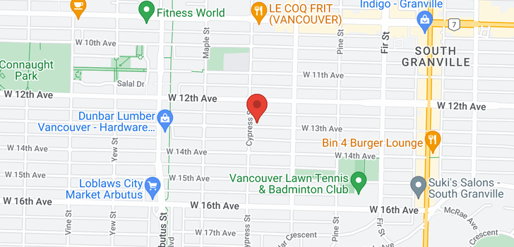 map of 1887 W 13TH AVENUE